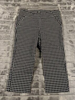 SOHO Apparel Ltd. Geometric Print Cropped Pant Black White Women Size PXL